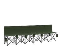 Outsunny 6 Seater Folding Bench Camping Chair with Cup Holder, Green, Green