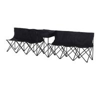 Outsunny 6-Seater Folding Steel Camping Bench w/ Cooler Bag Black
