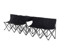Outsunny 6-Seater Folding Steel Camping Bench With Cooler Bag Black