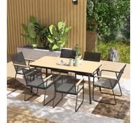 Outsunny 6 Seater Garden Dining Set With Cushions Rattan Backrest In Natural Natural