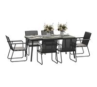 Alfresco 6 Seater Garden Dining Set with Cushions Rattan Backrest, Grey, none
