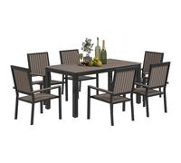 Outsunny 6 Seater Aluminium Garden Dining Set Brown, none