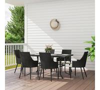 Outsunny 6 Seater Garden Furniture with Cushions, Parasol Hole, Cream White - Cream - PE Rattan, Steel