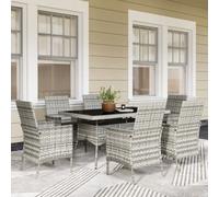 Outsunny 6 Seater Rattan Garden Furniture Set with Cushions, Mixed-Grey