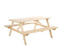 Outsunny 4-Seater Wooden Picnic Table, Outdoor Garden Bench with Parasol Cutout, 150cm, Durable Aosom UK