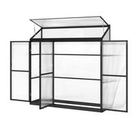 Outsunny Black Aluminium Frame Polycarbonate 5.7 x 1.6ft Walk-In Greenhouse - Size: 1.6 x 5.7ft - Wilko