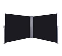 Outsunny 6 x 1.6 M Double Canopy Pull-Out Side Awning Sun Rain Outdoor Protection w/ Steel Frame Retractable Garden Privacy Home Commercial Beige Black