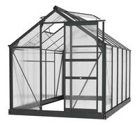 Outsunny 6x10ft Walk-In Polycarbonate Greenhouse Plant Grow Galvanized Aluminium, Grey