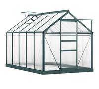 Outsunny 6x10Ft Walk-in Polycarbonate Greenhouse Plant Grow Galvanized Aluminium, Green