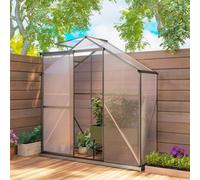 Outsunny 6 X 2.5Ft Polycarbonate Greenhouse Aluminium Green House, Dark Grey