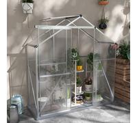 Outsunny 6 x 2.5ft Silver Aluminium Polycarbonate Greenhouse - Size: 3 x 6ft - Wilko