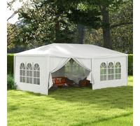Outsunny 6 X 3(M) Outdoor Gazebo Canopy Party Tent With 6 Removable Side Walls In White White