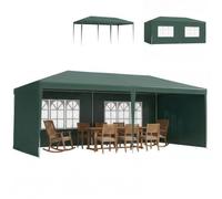 Outsunny 6 x 3 m Party Tent Gazebo with Windows and Side Panels, Green | Marquee, Outdoor Patio Canopy Shelter