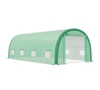 Outsunny 6 x 3(m) Polytunnel Greenhouse with Upgraded Structure, Mesh Door and Windows, 15 Plant Labels, Green