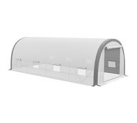 Outsunny 6 x 3(m) Polytunnel Greenhouse with Upgraded Structure, Mesh Door and Windows, 15 Plant Labels, White