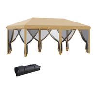 Outsunny 6 x 3(m) Pop Up Gazebo, Outdoor Canopy Shelter, Marquee Party Wedding Tent with 6 Mesh Walls and Carry Bag, Beige Aosom UK