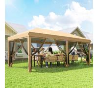 Outsunny 6 x 3(m) Pop Up Party Tent Canopy with 6 Removable Sidewalls Beige, White