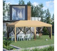Outsunny 6 x 3(m) Pop Up Party Tent Canopy with 6 Removable Sidewalls Beige - Beige - Steel, Polyester, Mesh - 585L x 295W x 270H cm