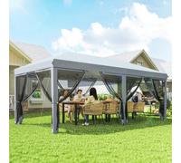 OUTSUNNY 6 x 3m Pop Up Party Tent Canopy with 6 Removable Sidewalls in Grey Outsunny Grey