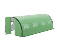 Outsunny 6 x 3(m) Walk-in Polytunnel Greenhouse with Upgraded Structure, 2 Hinged Doors, 8 Mesh Windows, Tunnel Warm House Tent with UV-resistant PE Cover, Green Green