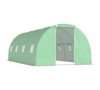 Outsunny 6 x 3 m Walk-in Polytunnel Greenhouse, Zipped Roll-Up Door, 8 Mesh Windows, UV-Resistant PE Cover, Green