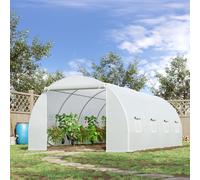 OUTSUNNY 6 x 3 x 2 m Polytunnel Greenhouse w/ Zippered Door & 8 Windows in White Outsunny White