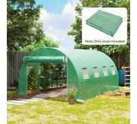 Outsunny 4 x 3 x 2m Polytunnel Greenhouse Replacement Cover ONLY Winter Garden Plant PE Cover for Tunnel Walk-in Greenhouse with Roll-up Windows Door Outdoor, Green