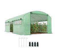 Outsunny Polytunnel Greenhouse with 3 Roll-up Doors, 6 x 3 x 2m, Green