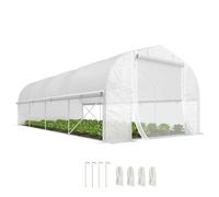 Outsunny 6 x 3 x 2m Walk-in Polytunnel Greenhouse 8 Mesh Windows White | Zipped Roll Up Sidewalls, Mesh Door, Tunnel Warm House Tent, PE Cover, Complimentary Plant Labels and Gloves