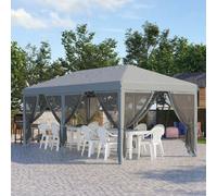 Outsunny 6 X 3M Pop Up Party Tent Canopy With 6 Removable Sidewalls Grey