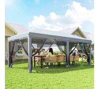 OUTSUNNY 6 x 3m Pop Up Party Tent Canopy with 6 Removable Sidewalls in Grey Outsunny Grey