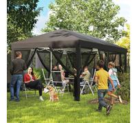 Outsunny 3 x 6m Pop Up Gazebo, Outdoor Canopy Shelter, Marquee Party Wedding Tent with 6 Mesh Walls and Carry Bag, Black