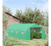 OUTSUNNY 6 x 3M Walk in Polytunnel Greenhouse Large Outdoor Grow House w/ Door in Green Outsunny Green