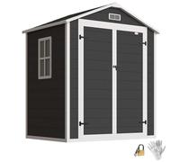 Outsunny 6 x 4.5FT Plastic Garden Shed with Floor Window Vent Black