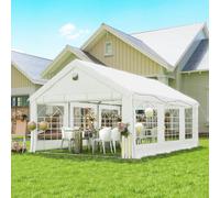 Outsunny 6 x 4 m Party Tent, Heavy Duty Gazebo Canopy with Windows, White, White
