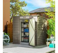 Outsunny 6 X 4Ft Galvanised Metal Garden Shed With Lockable Door, Grey