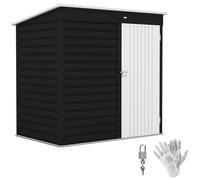 Outsunny 6 x 4ft Metal Garden Shed, Easy to Assemble, Galvanised Steel Shed with Lockable Door and Gloves, Outdoor Tool Storage Shed for Garden, Patio, Dark Grey Grey