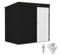 Outsunny 6 x 4ft Metal Garden Shed with Lockable Door and Gloves, Dark Grey