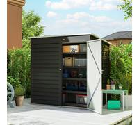 Outsunny 6 x 4ft Metal Garden Shed with Lockable Door and Gloves, Dark Grey