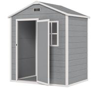 Outsunny 6 X 4Ft Plastic Resin Garden Shed With Floor And Window, Grey Grey