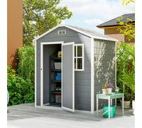 Outsunny 6 x 4ft Resin Garden Shed with Floor and Window, Grey