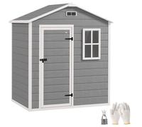 Outsunny 6 x 4ft Resin Garden Shed with Floor and Window, Grey