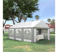 Outsunny 6 x 4m Party Tent, Marquee Gazebo with Sides, Windows and Double Doors - 600L x 397W x 310H cm