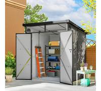 Outsunny 6 x 6ft Plastic Garden Shed with Windows and Air Vents, Light Grey