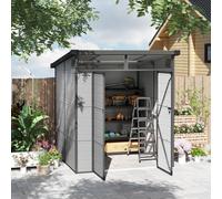 Outsunny 6 x 6ft Plastic Garden Shed with Windows and Air Vents, Light Grey