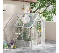 Outsunny 6 x 6ft Walk-In Polycarbonate Greenhouse with Foundation Window Silver