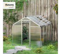 Outsunny 6 x 8ft Polycarbonate Greenhouse with Rain Gutters, Large Walk-In Green