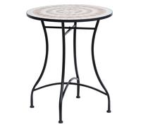 Outsunny 60 cm Mosaic Garden Table, Small Round Outdoor Side Table with Ceramic Top, Plant Stand for Patio, Balcony, Orange and White