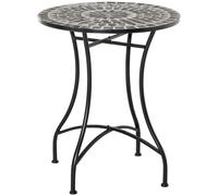 Outsunny 60 cm Mosaic Garden Table, Small Round Outdoor Side Table with Ceramic Top, Plant Stand for Patio, Balcony, Grey and Green Grey