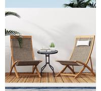 OUTSUNNY 60 cm Round Garden Side Table, Glass Top Garden Bistro Table, Black Outsunny Black